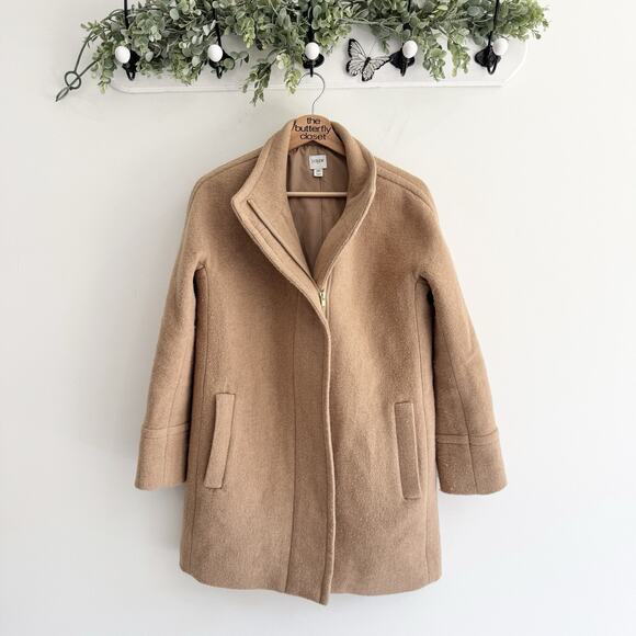 J. Crew Brown City Coat Asymmetrical Zip 4P - Picture 1 of 5